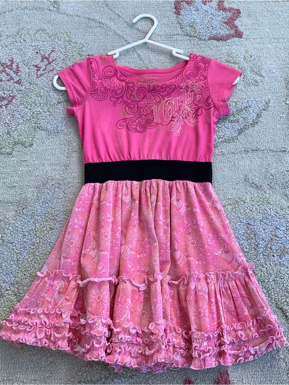 Vintage Nickelodeon iCarly Girls Pink Ruffle with Black Waistband Size 7/8